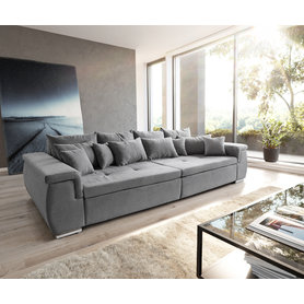 DELIFE Sofa Navin 275x116 cm Grau Couch mit Kissen, Big Sofas