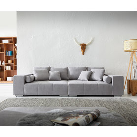 DELIFE Big-Sofa Marbeya 285x115 cm Grau mit 10 Kissen XXL-Sofa, Big Sofas