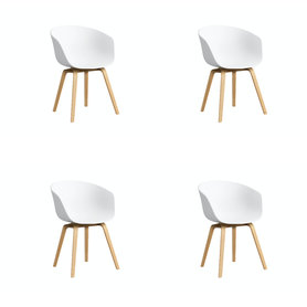 HAY - 4er set About a Chair AAC 22 - white 2.0 - Eiche wasserbasiert lackiert - Standardgleiter