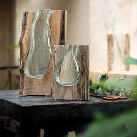 Leonardo Holzvase Casolare Transparent Holz/Glas 20x36x9 cm (BxHxT) illuminantsType