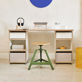 stocubo - Home-Office Schreibtisch mit Schubladen weiß