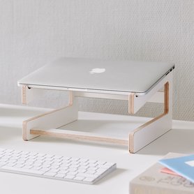 stocubo - Laptopständer Holz weiß für den Schreibtisch
