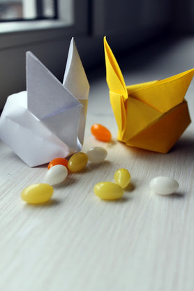 Origami-Hasen zum aufblasen
