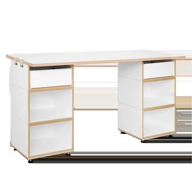 stocubo – Home-Office Schreibtisch, Korpus: Natur/Weiß, Schubladenfarbe: Natur / Weiß