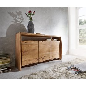 DELIFE Sideboard Live-Edge 145 cm Akazie Natur 3 Türen, Sideboards, Baumkantenmöbel, Massivholzmöbel, Massivholz