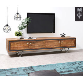 DELIFE Designer-Lowboard Stonegrace 200 cm Akazie Natur 3D 4 Türen, Lowboards