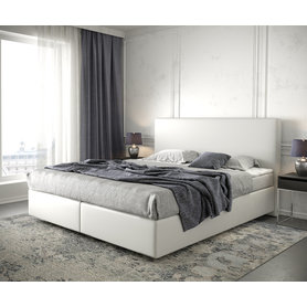 DELIFE Boxspringbett Dream-Well 180x200 cm Kunstleder Weiß mit Matratze und Topper, Boxspringbetten