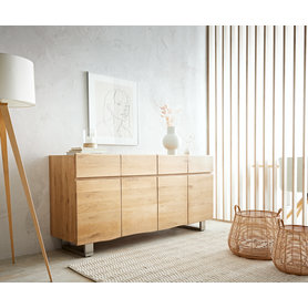 DELIFE Sideboard Live-Edge 170 cm Eiche Natur 4 Türen 4 Schübe, Sideboards, Baumkantenmöbel, Massivholzmöbel, Massivholz
