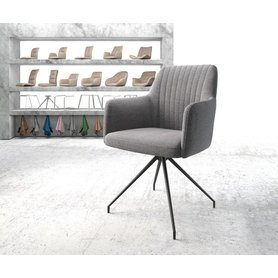 DELIFE Drehstuhl Greg-Flex Strukturstoff Hellgrau Kreuzgestell konisch Schwarz 180° drehbar, Esszimmerstühle