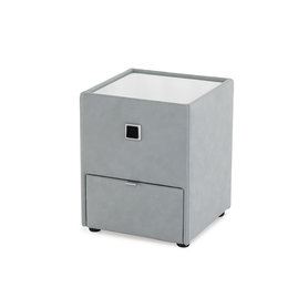 DELIFE Nachttisch Vinca 43x45 Hellblau beleuchtet Schublade, Nachttische