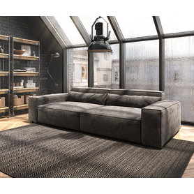 DELIFE Big-Sofa Sirpio XL 270x130 cm Mikrofaser Khakibraun, Big Sofas