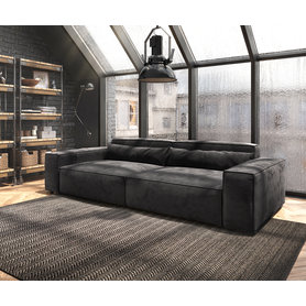 DELIFE Big-Sofa Sirpio XL 270x130 cm Mikrofaser Schwarz, Big Sofas