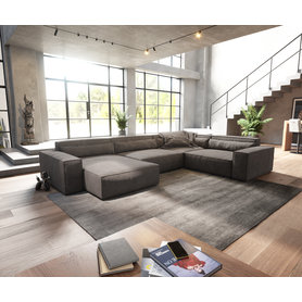 DELIFE Wohnlandschaft Sirpio XL 360x260 cm Mikrofaser Khakibraun Recamiere variabel, Wohnlandschaften