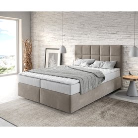 DELIFE Boxspringbett Dream-Fine 140x200 cm Mikrofaser Beige mit Matratze und Topper, Boxspringbetten