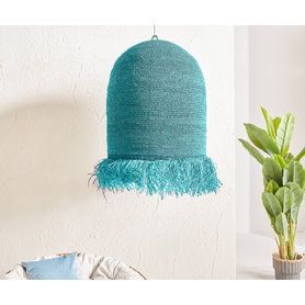 DELIFE Lampenschirm Kubu-Kubu Ø 100x120 cm Türkis aus Wasserhyazinthe, Hängeleuchten