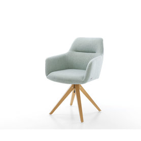 DELIFE Drehstuhl Pejo-Flex Stripes Mint Holzgestell kantig 180° drehbar, Esszimmerstühle
