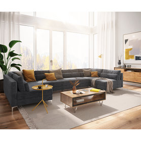 DELIFE Wohnlandschaft Elio XL 400x185 cm Mikrofaser Graphite, Wohnlandschaften