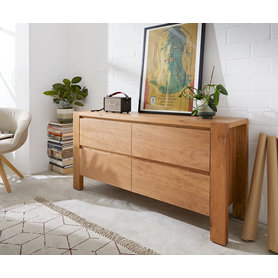 DELIFE Sideboard Philon 150x45 cm Akazie Natur 4 Schubladen, Sideboards