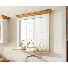 DELIFE Badspiegel Casa 70x80 cm Mango Weiss Natur, Badmöbel