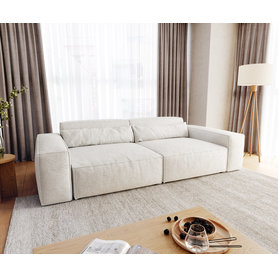 DELIFE Big-Sofa Sirpio XL 270x130 cm Bouclé Creme-Weiß, Big Sofas