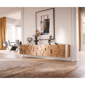 DELIFE Lowboard Puzzle 220 cm Akazie Natur 4 Türen schwebend, Lowboards