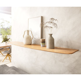 DELIFE Wandregal Edge 145 cm Akazie Natur Schweizer Kante Massiv, Wandregale