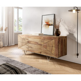DELIFE Design-Sideboard Wyatt 175 cm Sheesham Natur 2 Türen 2 Schübe, Sideboards