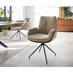 DELIFE Drehstuhl Clea-Flex Materialmix Schlamm Kreuzgestell konisch Schwarz 180° drehbar, Esszimmerstühle