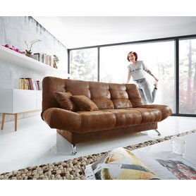 DELIFE Schlafsofa Viola 190x90 cm Braun Antik Optik Bettkasten, Schlafsofas