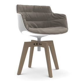 MDF Italia - Flow Slim Armlehndrehstuhl aus Eiche mit Polster Londra
