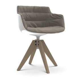 MDF Italia - Flow Slim Armlehndrehstuhl VN aus Eiche mit Polster Londra
