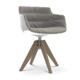MDF Italia - Flow Slim Armlehndrehstuhl VN aus Eiche mit Polster Monaco