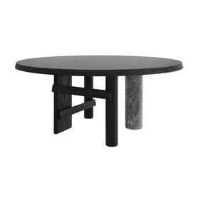Cassina - Sengu Tisch Säulenfuß Marmor Ø 180 cm - Eiche schwarz gebeiz, Marmor Carnico