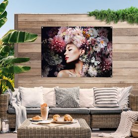 Outdoor-Poster Frau mit Blumenhut