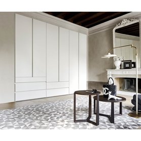 Livitalia Design Kleiderschrank Collage ohne Griffe mit Griffmulde Weiß Hochglanz Matt Grau Schwarz Hellgrau Dunkelgrau 300 400 cm breit