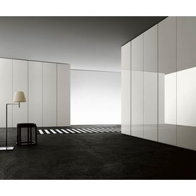 Livitalia Design Kleiderschrank Breccia Flügeltüren ohne Griffe Weiß Hochglanz Matt Grau Schwarz Hellgrau Dunkelgrau Loft 160 200 300 400 cm breit