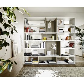 Livitalia Design Raumteiler Bücherregal C87 Bücher Regal Matt 2m 3m 4m 250 cm breit Weiß Holz Echtholz doppelseitig furniert Qualität Italien