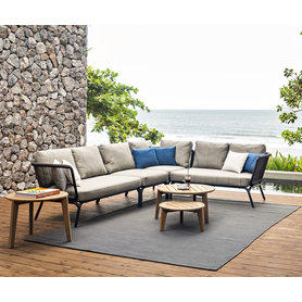 Oasiq Attol Design Beistelltisch Outdoortisch Gartentisch wetterbeständig Teak Holz 3 Größenvarianten rund minimalistisch 50x30 60x50 70x50 cm breit