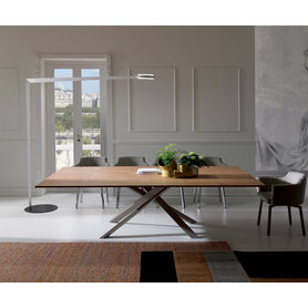 Ozzio 4x4 rechteckig ausziehbarer Design Tisch 200 x 100 cm ausziehbar 254 x 138 cm massiv Holzplatte Natur Echtholz Furnier Esstisch Konferenztisch