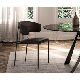 Ozzio Design Stuhl Ego Soft Leder Schwarz Weiß Beige Italien Esstischstuhl Esszimmerstuhl mit ohne Armlehnen