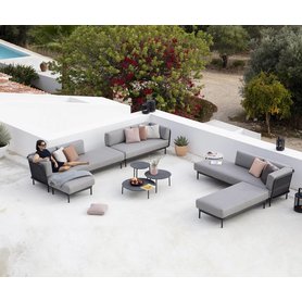 Todus Baza Gartensofa Design Loungesofa modulares Sofa 160 164 168 244 248 328 408 cm breit Grau Anthrazit Weiß Garten Outdoor Terrasse Balkon Veranda