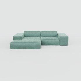 Ecksofa Samt Eisblau - Flexible Designer-Polsterecke, L-Form: Beste Qualität, einzigartiges Design - 296 x 72 x 168 cm, konfigurierbar
