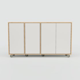 Sideboard Hellgrau - Designer-Sideboard: Türen in Hellgrau - Hochwertige Materialien - 154 x 87 x 34 cm, Individuell konfigurierbar