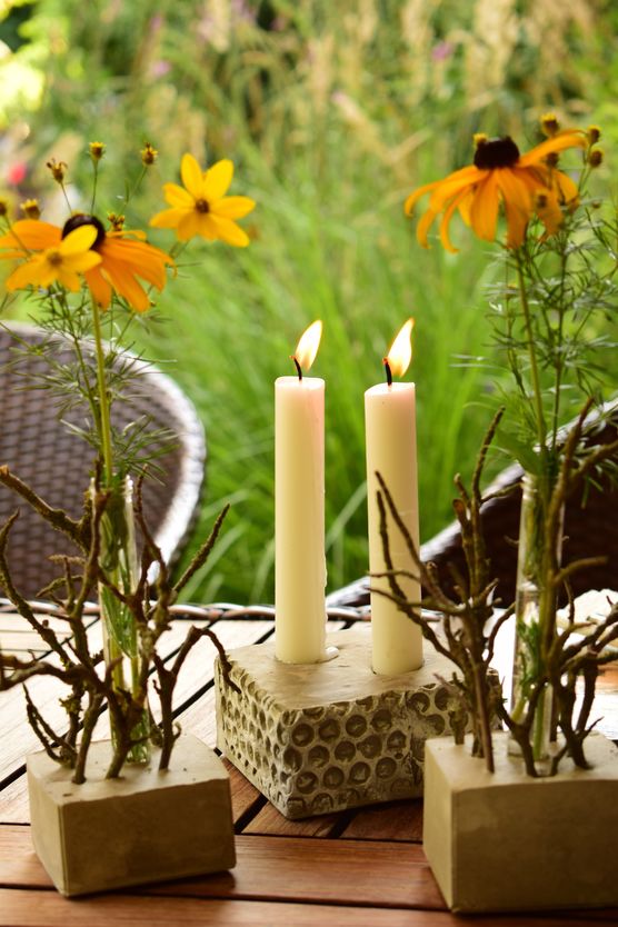 Tischarrangement mit diy Beton Tischarrangement mit diy Beton