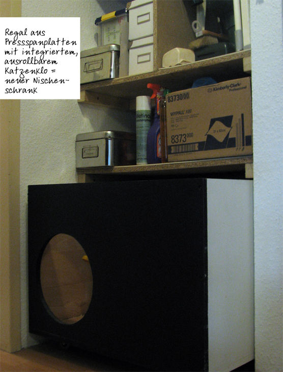Regal / Einbauschrank mit Katzenklo Regal / Einbauschrank mit Katzenklo