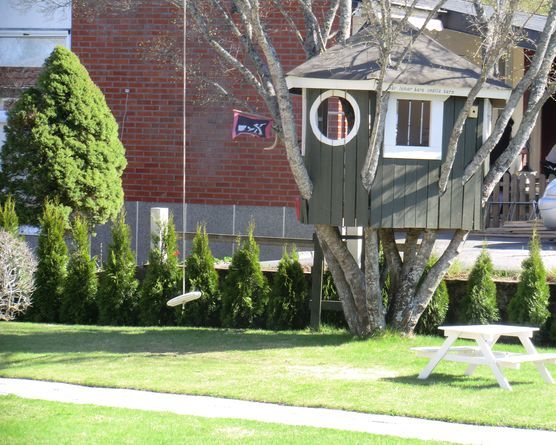 Baumhaus mit Piratenflagge Baumhaus mit Piratenflagge