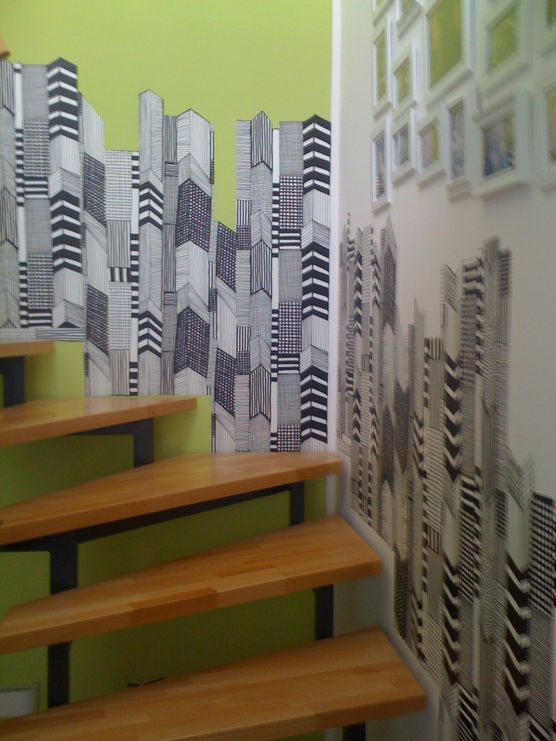 Treppenhaus mit Marimekko Ruutukaava Treppenhaus mit Marimekko Ruutukaava