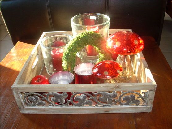 Weihnachtsdeko auf dem Tablett Weihnachtsdeko auf dem Tablett