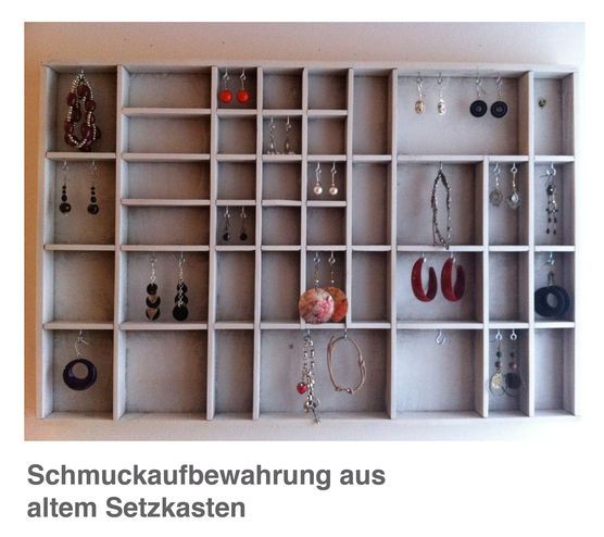 Schmuckaufbewahrung aus altem Setzkasten Schmuckaufbewahrung aus altem Setzkasten