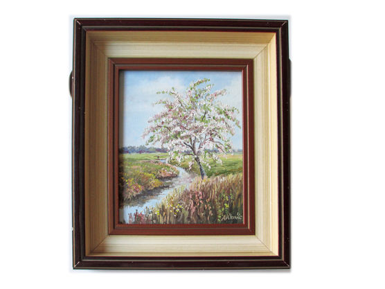 Romantisches altes Bild Wümmelandschaft / nahe Worpswede handgemalt Romantisches altes Bild Wümmelandschaft / nahe Worpswede handgemalt